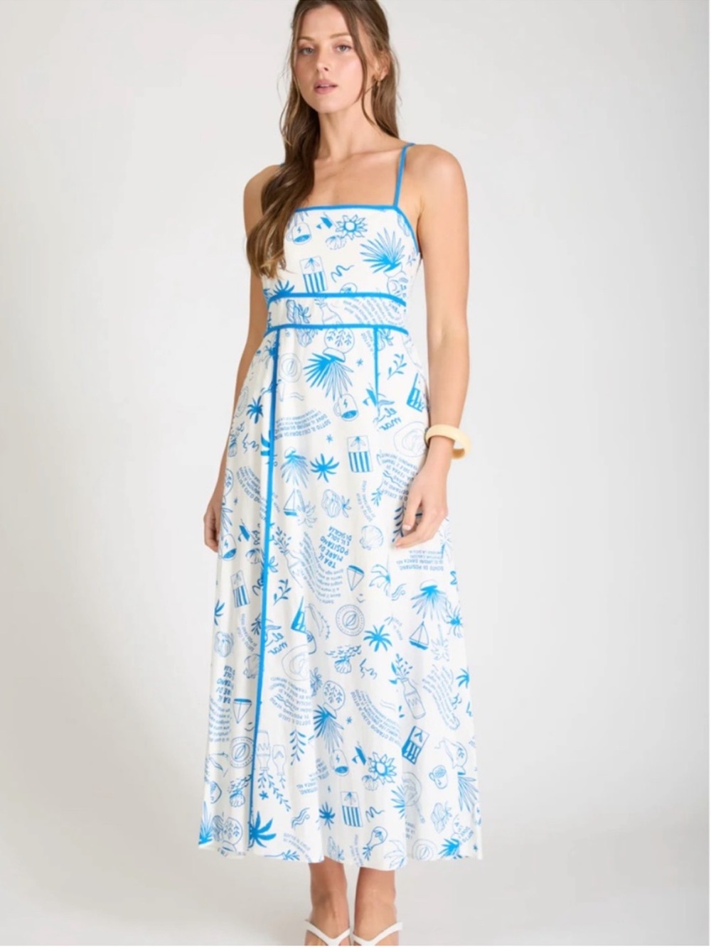 NWT Blu Pepper Blue & White Positano Coastal Print Maxi Dress – Small - Picture 6 of 6